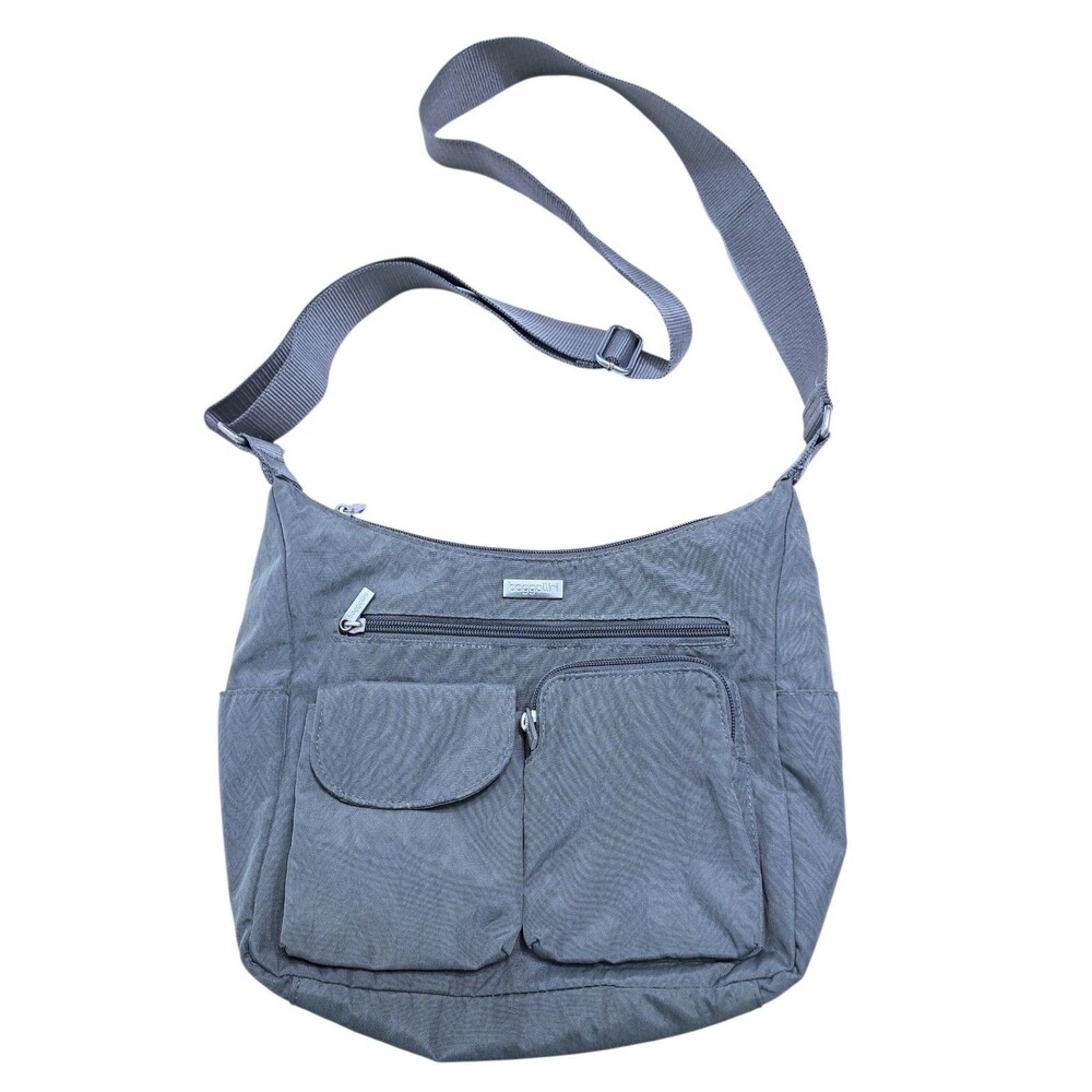 Baggallini Crossbody Bag Travel Nylon RFID Pocket Gray Modern Wallet Credit
